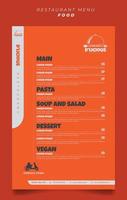 design de menu de restaurante laranja simples. vetor