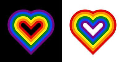 padrão listrado em forma de coração de arco-íris vetor