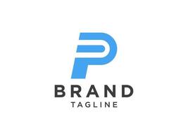 abstrato letra inicial p logotipo. forma geométrica luz azul isolada no fundo branco. utilizável para logotipos de negócios e branding. elemento de modelo de design de logotipo de vetor plana.