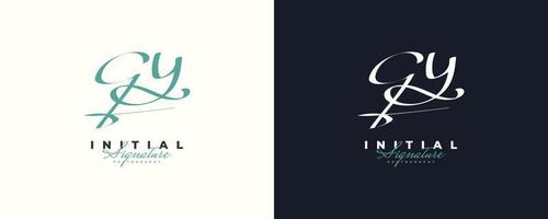 design inicial do logotipo g e y em estilo de caligrafia elegante e minimalista. logotipo ou símbolo de assinatura gy para casamento, moda, joias, boutique e identidade comercial