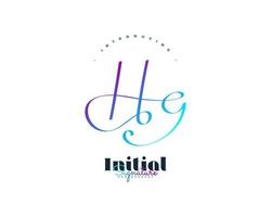 design de logotipo inicial h e g em estilo gradiente colorido. logotipo ou símbolo de assinatura hg minimalista vetor