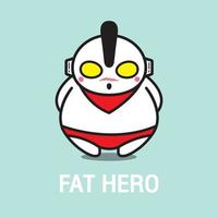 vetor de personagem de super-herói gordo fofo