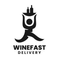 modelo de design de logotipo de entrega rápida de vinho vetor