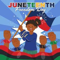 uma garota comemorando o dia da liberdade de 19 de junho vetor