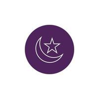 vetor de ícone de linha crescente e estrela. logotipo do símbolo islâmico