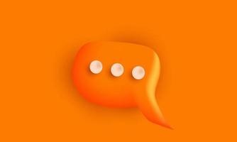 ilustração de bolha de fala brilhante laranja 3d social em fundo laranja vetor
