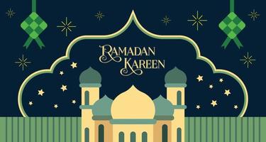 design plano festival islâmico design com mesquita e decorações islâmicas para saudação ramadan kareem vetor