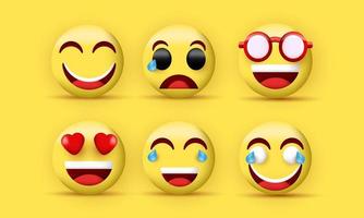 3d realista conjunto de emoticons emoji isolado ilustração vetorial vetor
