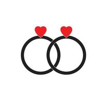 estilo plano de design de logotipo de vetor de ícone de amor anel