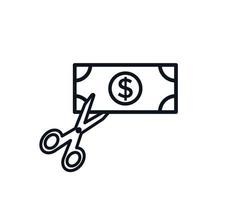reduzir o modelo de design de logotipo de vetor de ícone de dinheiro