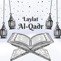 design de ilustração laylat al-qadr desenhado à mão vetor