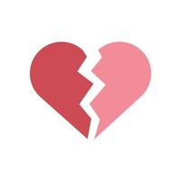 ícone de vetor de coração partido isolado no fundo branco