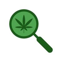 ícone de vetor de pesquisa de cannabis. lupa de ervas daninhas