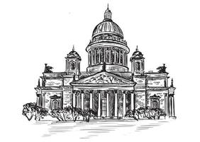 catedral de saint isaac em st. Petersburgo, Rússia. ilustração de esboço desenhado à mão
