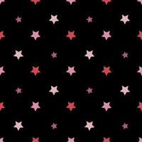 padrão sem costura com estrelas rosa claro e escuro em fundo preto para xadrez, tecido, têxtil, roupas, cartões, cartões postais, papel de scrapbook, toalha de mesa e outras coisas. imagem vetorial. vetor