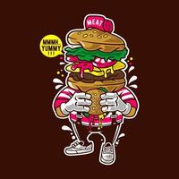 design de desenho animado de vetor de homem de hambúrguer