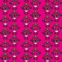 fruta de dragão de personagem de desenho animado bonito e engraçado em fundo rosa desenho de ilustração de personagem kawaii de desenho vetorial no papel de parede vetor
