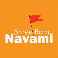 cartão de saudação ram navami para festival hindu, com caligrafia ram navami em marathi. vetor