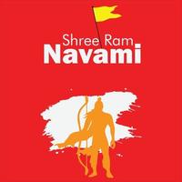 cartão de saudação ram navami para festival hindu, com caligrafia ram navami em marathi. vetor