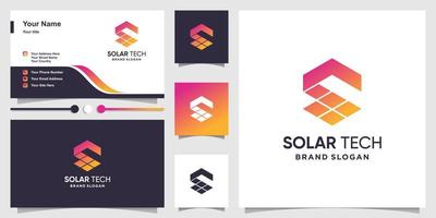 modelo de logotipo de tecnologia solar com vetor premium de conceito criativo
