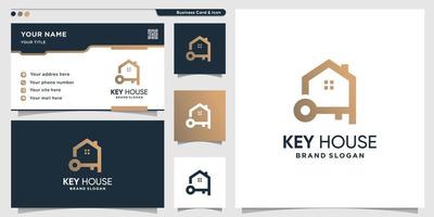 modelo de logotipo de casa chave com conceito moderno e vetor premium de design de cartão de visita