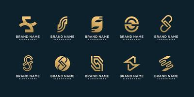 conjunto de logotipos de letras com vetor premium de conceito abstrato dourado criativo