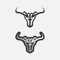 conjunto de cabeça de touro búfalo vetor de design de logotipo de mascote animal de vaca para esporte chifre de búfalo animais mamíferos logotipo de cabeça matador selvagem