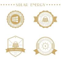logotipo de energia solar, emblemas, sinais de energia solar, isolado sobre o branco, ilustração vetorial vetor