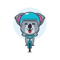 personagem de desenho animado de mascote coala bonito passeio de bicicleta vetor