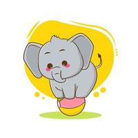 ilustração dos desenhos animados do personagem de elefante fofo brincando com bola vetor