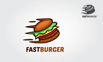 desenho animado do logotipo de vetor de hambúrguer rápido. modelo de logotipo criativo de hambúrguer rápido. ilustração em vetor logotipo.
