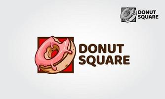 modelo de logotipo de vetor quadrado de rosquinha. este logotipo para negócios seu café de donut, restaurante, bistrô, comida de rua etc.