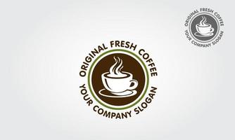 modelo de logotipo de café fresco original são ideais para exibir seu café, restaurante, jantar, catering etc. vetor