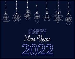 festivo com balões e fitas pendurados. feliz ano novo 2022. vetor