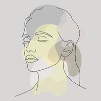 um rosto feminino vetorial é desenhado na linha. retrato abstrato. vetor