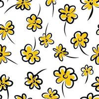 padrão perfeito de flores silvestres amarelas em um fundo branco vetor
