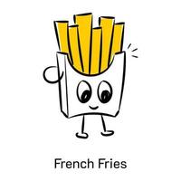 um ícone de doodle prático de batatas fritas vetor