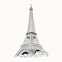 cativante ilustração desenhada à mão da torre eiffel vetor