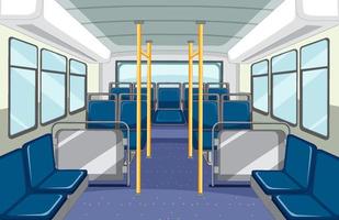 interior do ônibus com assentos azuis vazios vetor