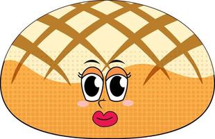 personagem de desenho animado de pão no fundo branco vetor