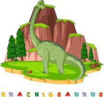 cartão de palavras de dinossauro para braquiossauro vetor