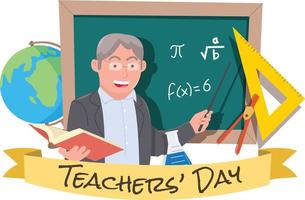 um velho professor está ensinando física em comemoração ao dia mundial do professor vetor