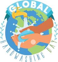 dia global de lavagem das mãos com ilustração de pessoas lavando as mãos com sabão vetor