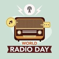celebração do dia mundial do rádio com bela ilustração colorida do rádio antigo vetor