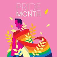 um homem com bandeira do arco-íris como símbolo de respeito no mês do orgulho