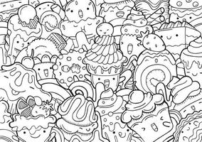 doodle de sobremesa doce coloração desenhada à mão