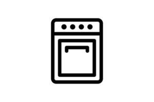 estilo de linha de cozinha ícone de fogão de forno grátis vetor