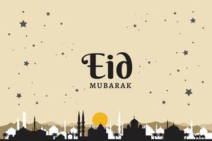 banner de ilustração vetorial eid mubarak e postagem de mídia social vetor