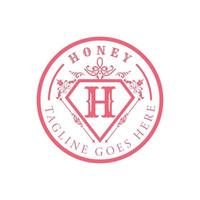 logotipo da letra inicial h na cor rosa atraente isolado com forma de diamante e alguns ornamentos luxuosos vetor