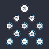 conjunto de diagramas de porcentagem de círculo para elementos de design de infográficos vetor